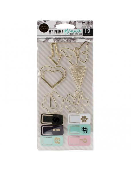 My Prima Planner Variety Clips 12 6 Shaped Gold Wire & 6 Painted