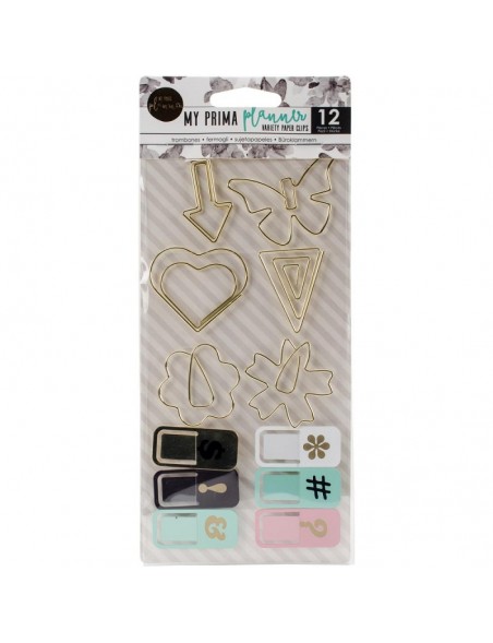 My Prima Planner Variety Clips 12 6 Shaped Gold Wire & 6 Painted