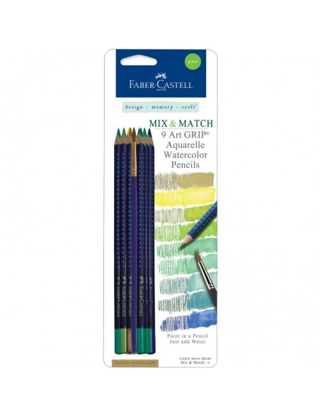 Faber-Castell Mix & Match Art GRIP Aquarelle Watercolor Pencils 9 Green