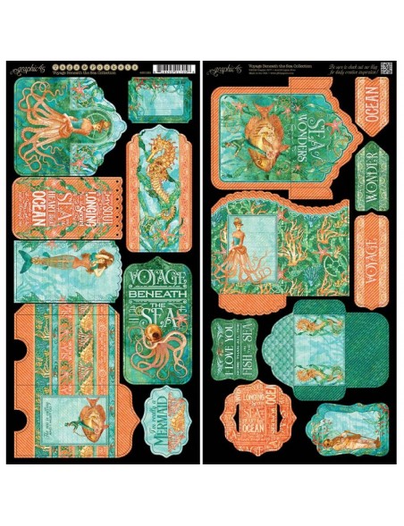 Graphic 45 Voyage Beneath The Sea Cardstock Die-Cuts 6"X12" Sheets 2, Tags & Pockets	
