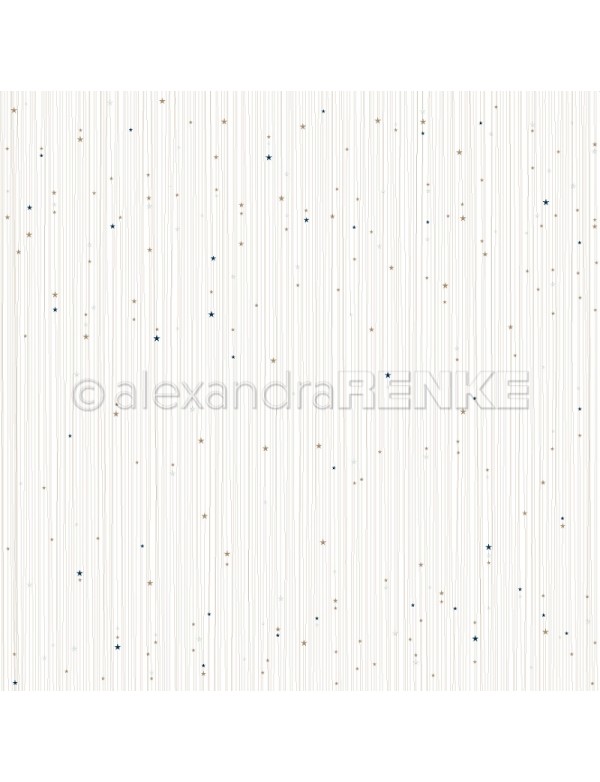 Alexandra Renke Cardstock de una cara 30,5x30,5 cm, Rayas de Estrellas Doradas con Azul/Goldene Sternenstreifen mit blau