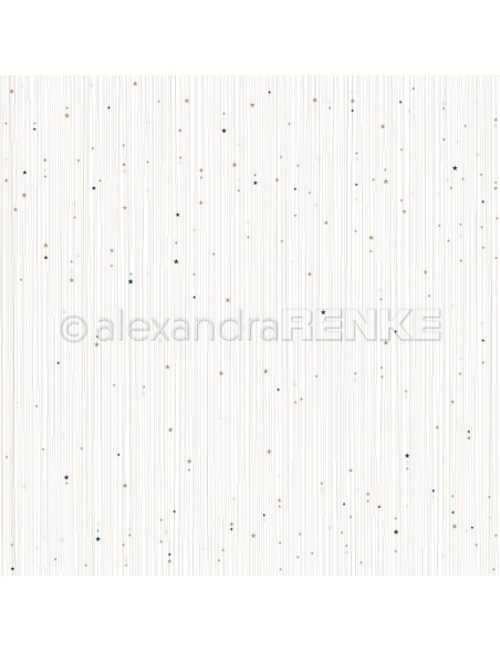 Alexandra Renke Cardstock de una cara 30,5x30,5 cm, Rayas de Estrellas Doradas con Azul/Goldene Sternenstreifen mit blau