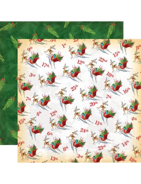 Carta Bella A Very Merry Christmas Cardstock de doble cara 12"X12", Christmas Countdown