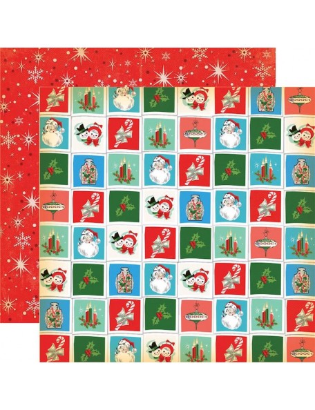 Carta Bella A Very Merry Christmas Cardstock de doble cara 12"X12", Christmas Squares
