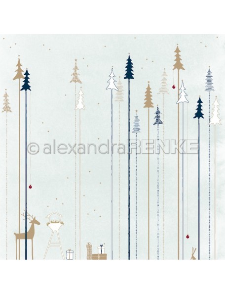 Alexandra Renke Cardstock de una cara 30,5 x 30,5 cm, Bosque de abeto azul hielo/Tannenwald auf Eisblau
