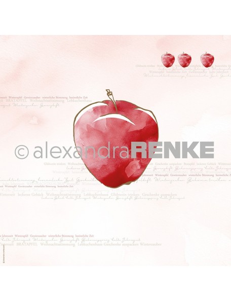 Alexandra Renke Cardstock de una cara 30,5 x 30,5 cm, Manzana Roja Oro/Roter Apfel gold