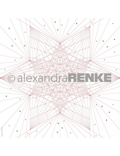 Alexandra Renke Cardstock de una cara 30,5x30,5 cm, Estrella de Hilo Rojo/Fadenstern Rot