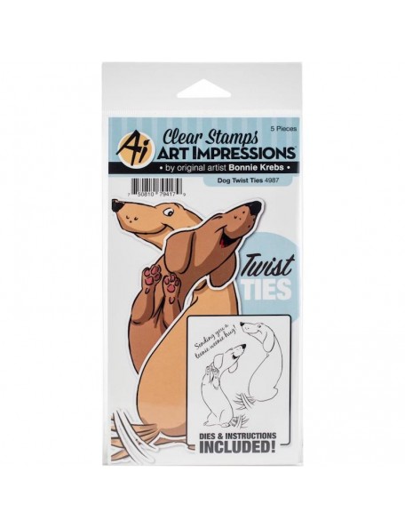 Art Impressions Twist Ties Set de Sello y Troquel, Perro/Dog