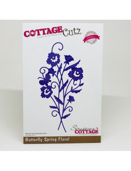CottageCutz Elites Die, Butterfly Spring Floral 3.3"X3"