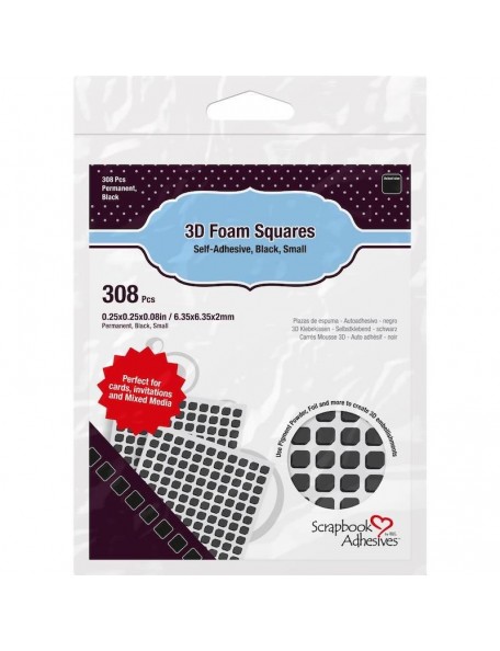 Scrapbook Adhesives 3D Self-Adhesive Foam cuadrado308 color negro .25"X.25"