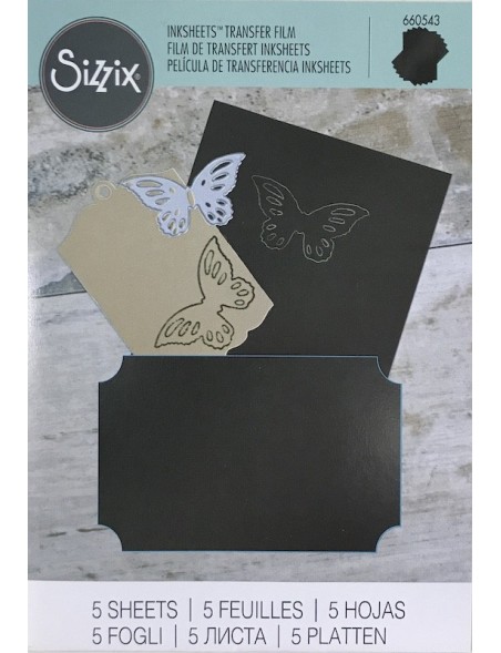 Sizzix papel de calco/Inksheets Sheets 4"X6" 5, negro-Black