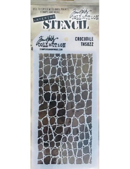 Tim Holtz plantilla/Layered Stencil 4.125"X8.5", Cocodrilo/Crocodile ths022