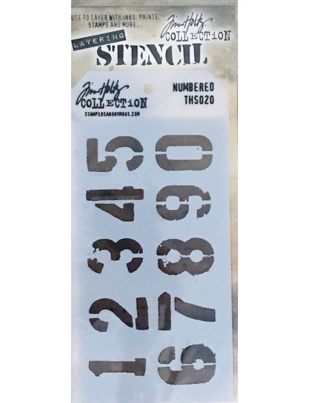 Tim Holtz plantilla/Layered Stencil 4.125"X8.5", Numeros/Numbered THS020