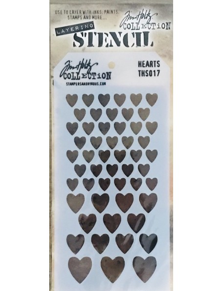 Tim Holtz plantilla/Layered Stencil 4.125"X8.5", corazones/Hearts ths017