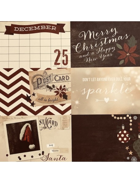 Simple Stories Cozy Christmas Elements Cardstock de doble cara 12"X12", 4"X6" Horizontal Journaling Cards
