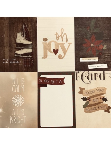 Simple Stories Cozy Christmas Elements Cardstock de doble cara 12"X12", 4x6" Vertical Journaling Card Elements