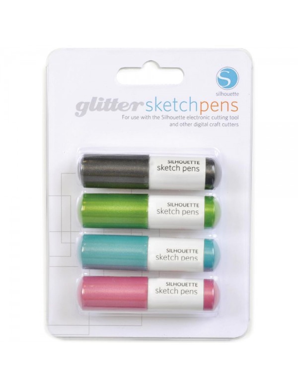 Silhouette Sketch Pens 4, Glitter Black, Pink, Aqua & Green